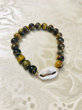 Load image into Gallery viewer, Tiger Eye Cowrie Shell Bracelet