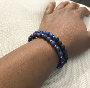 Lapis Lazuli and Lava Stone Bracelet