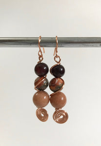 Wire Wrapped Gemstone Earrings