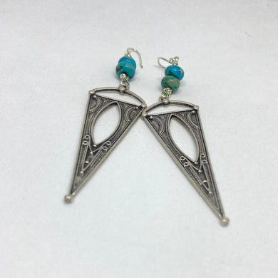 Imperial Jasper - Antique Silver Tribal Earrings