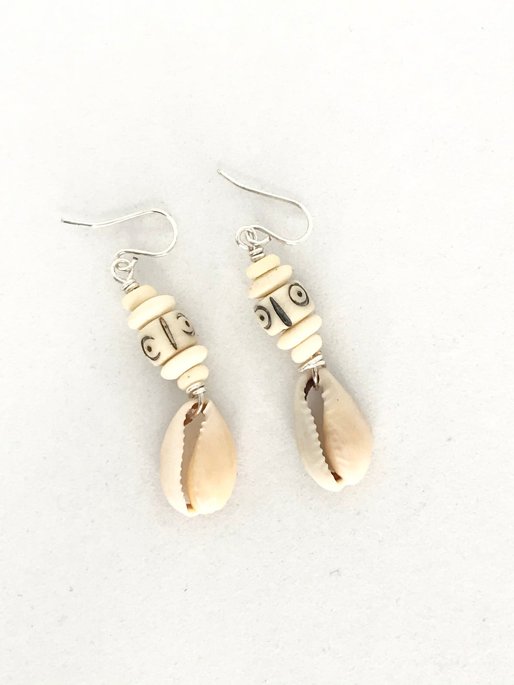 Bone and Cowrie Shell earrings
