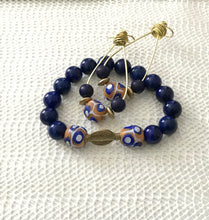 Load image into Gallery viewer, Lapis Lazuli and Painted Glass Bead Set