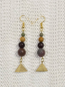 Gemstones with Brass Pyramid Earrings