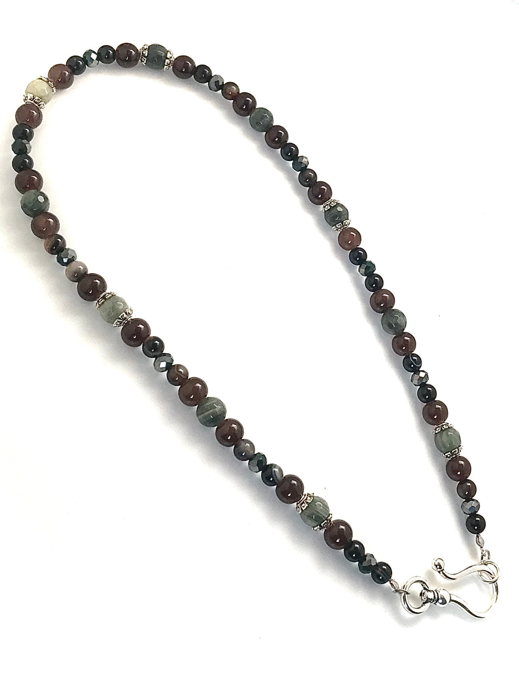 Green Line Quartz and Coffee Brown Necklace Set