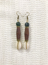Load image into Gallery viewer, Wood Cowrie Shell Earrings